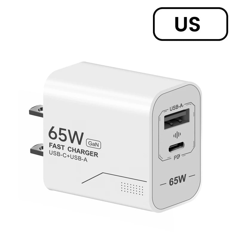 USB 65W Fast Charging Charger Type C High Speed Charge Mobile Phone Wall Adapter For iPhone Honor Xiaomi Huawei Samsung Oneplus