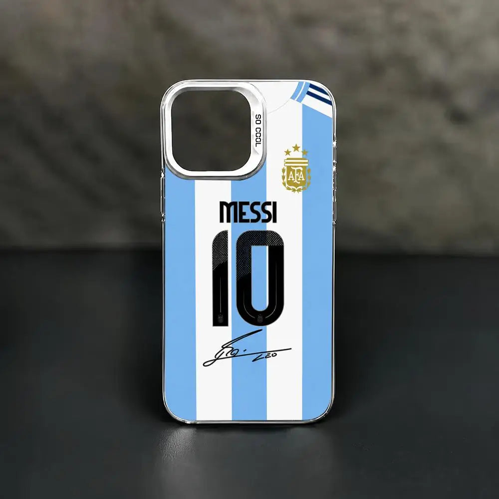 Football Star Messi #10 Logo Phone Case iPhone 11/12/13/14/15/16/17 Pro Max Aurora TPU Shockproof Slim Stylish Case