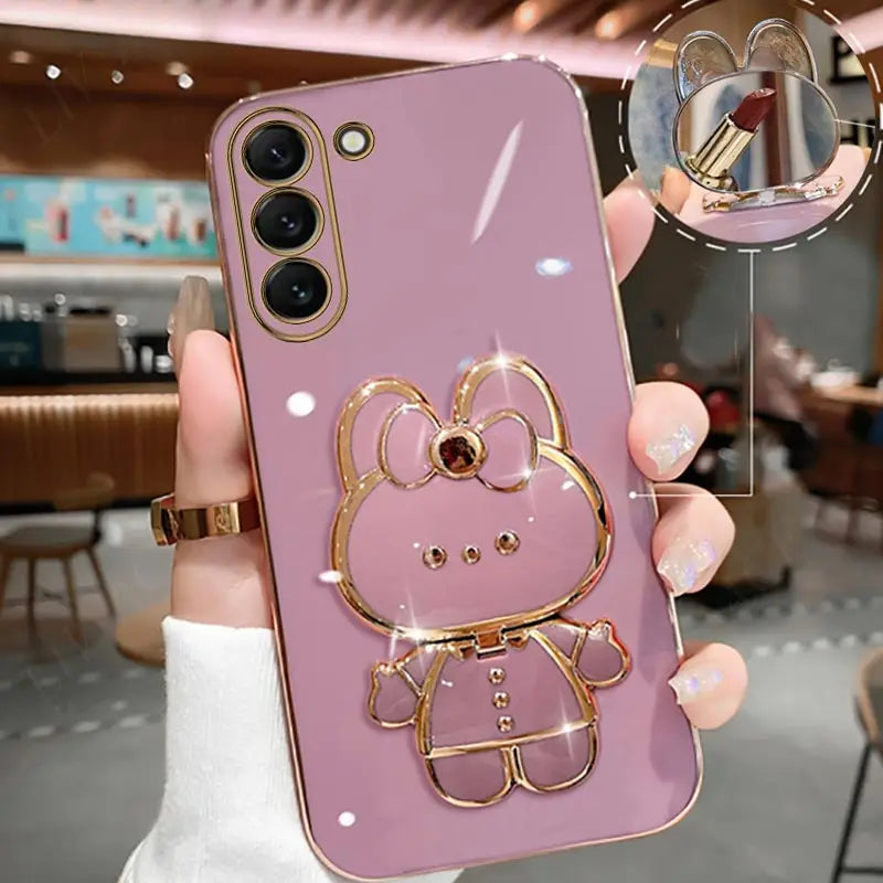 Mirror Plating Phone Holder Case For Samsung Galaxy S23 S20 S22 S21 S10 S9 S8 Note 10 20 8 9 Plus Ultra 5G S20 Fe Stand Cover