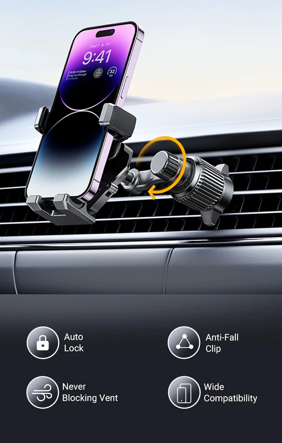 UGREEN Car Phone Holder Gravity Car Phone Stand 360°Rotation For iPhone 15 14 13 Pro Max Xiaomi Samsung Air Vent Phone Holder