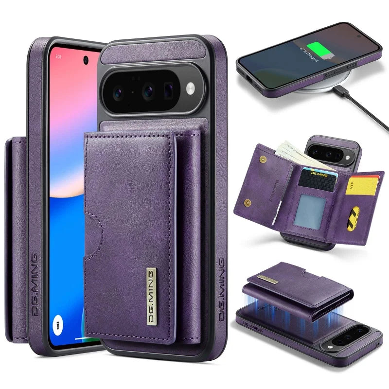 Dg.ming Magnetic Leather Wallet Phone Case For Google Pixel 10 Pro Xl Pro 9 8 2 In 1 Detachable Flip Card Funda Cover Coque Etui