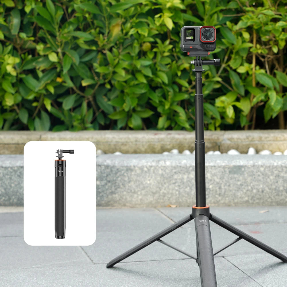 Flymile Extendable Tripod Handheld Selfie Stick for DJI Action6/5 Pro/Pocket 3/Insta 360 X5 Accessory Portable Stand 1.38M Pole