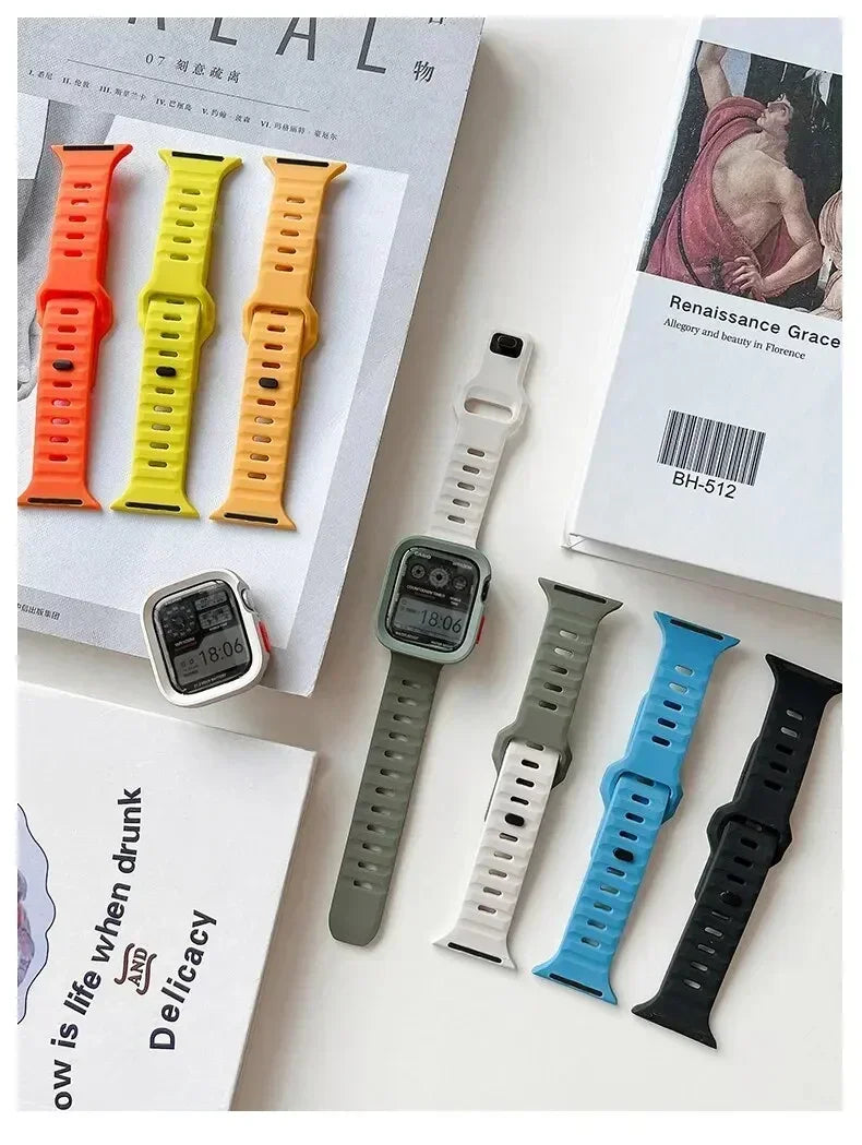 Silicone Case+Strap for Apple Watch Ultra3 49mm Series 11/10 42mm 38 44mm 40mm 45mm 41mm Bracelet Cover for iWatch Series 8 9 7