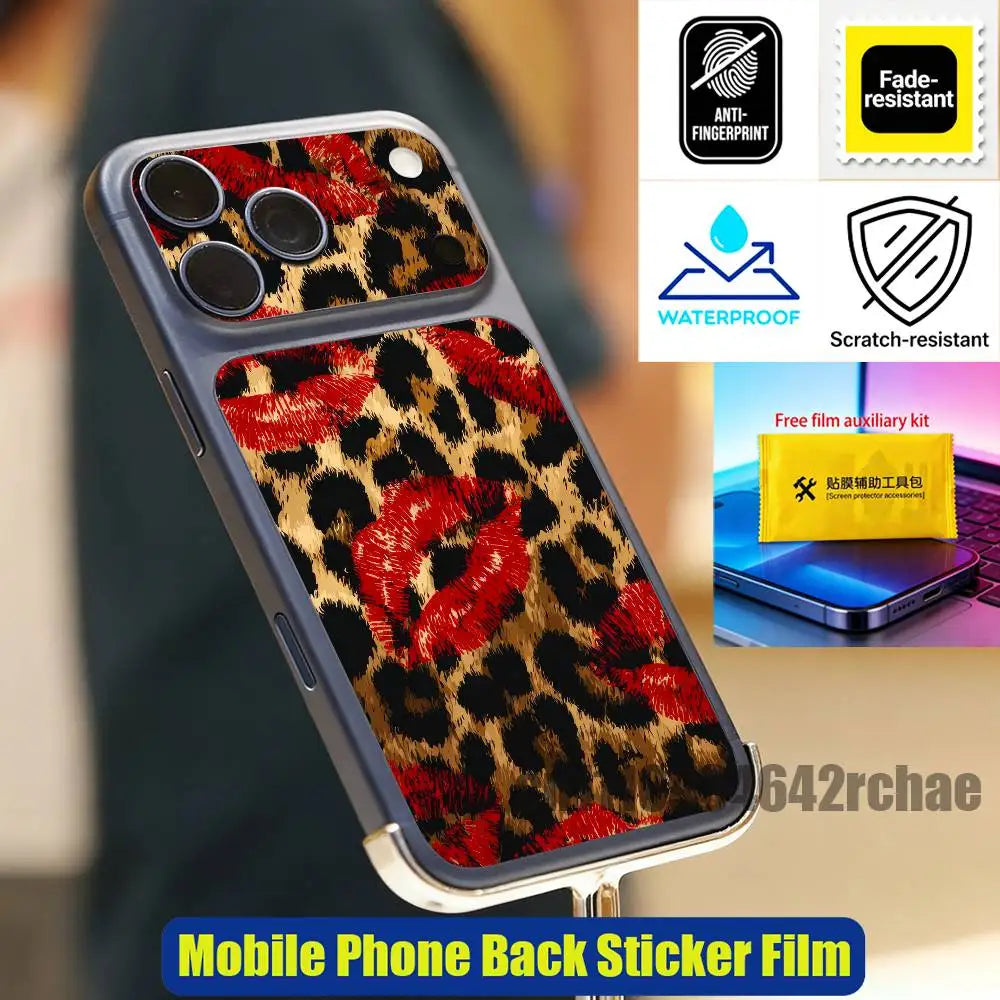 For Leopard print wallpaper Phone Back Film Sticker iPhone 17 Pro Max P PM Decal Skin Wrap Custom Stickers Cover