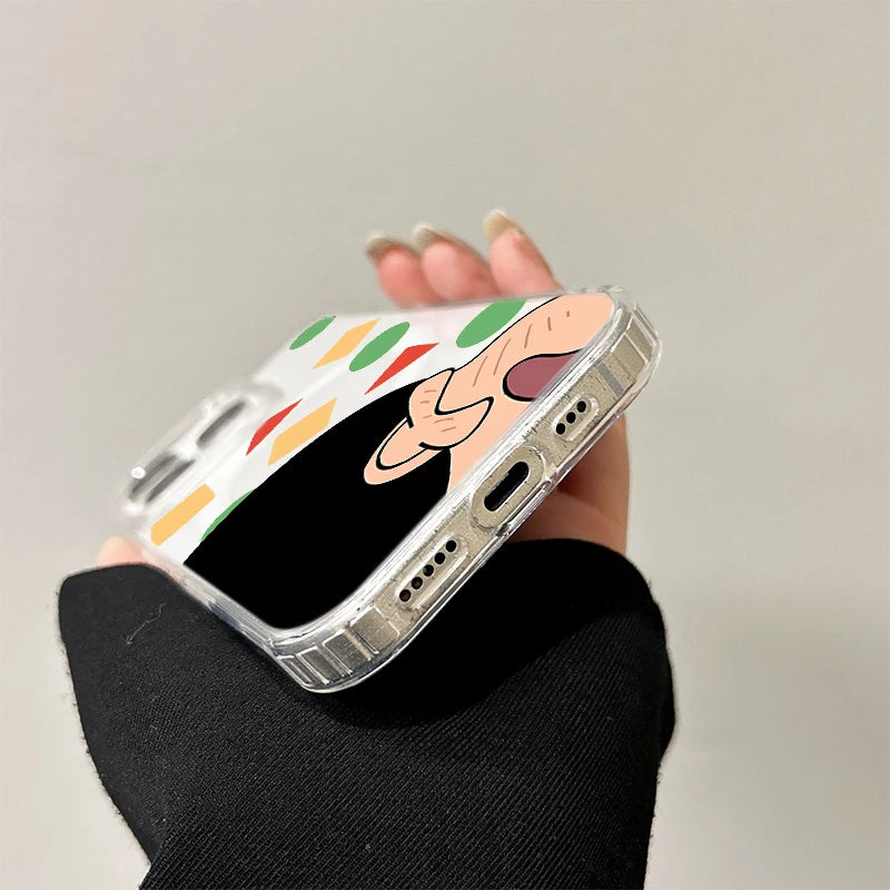 C-Crayon S-ShinChan Wireless Charging Case for iPhone 17 Air 16 E 15 14 Plus 13 12 Mini 11 Pro Max Transparent Silicone Cover