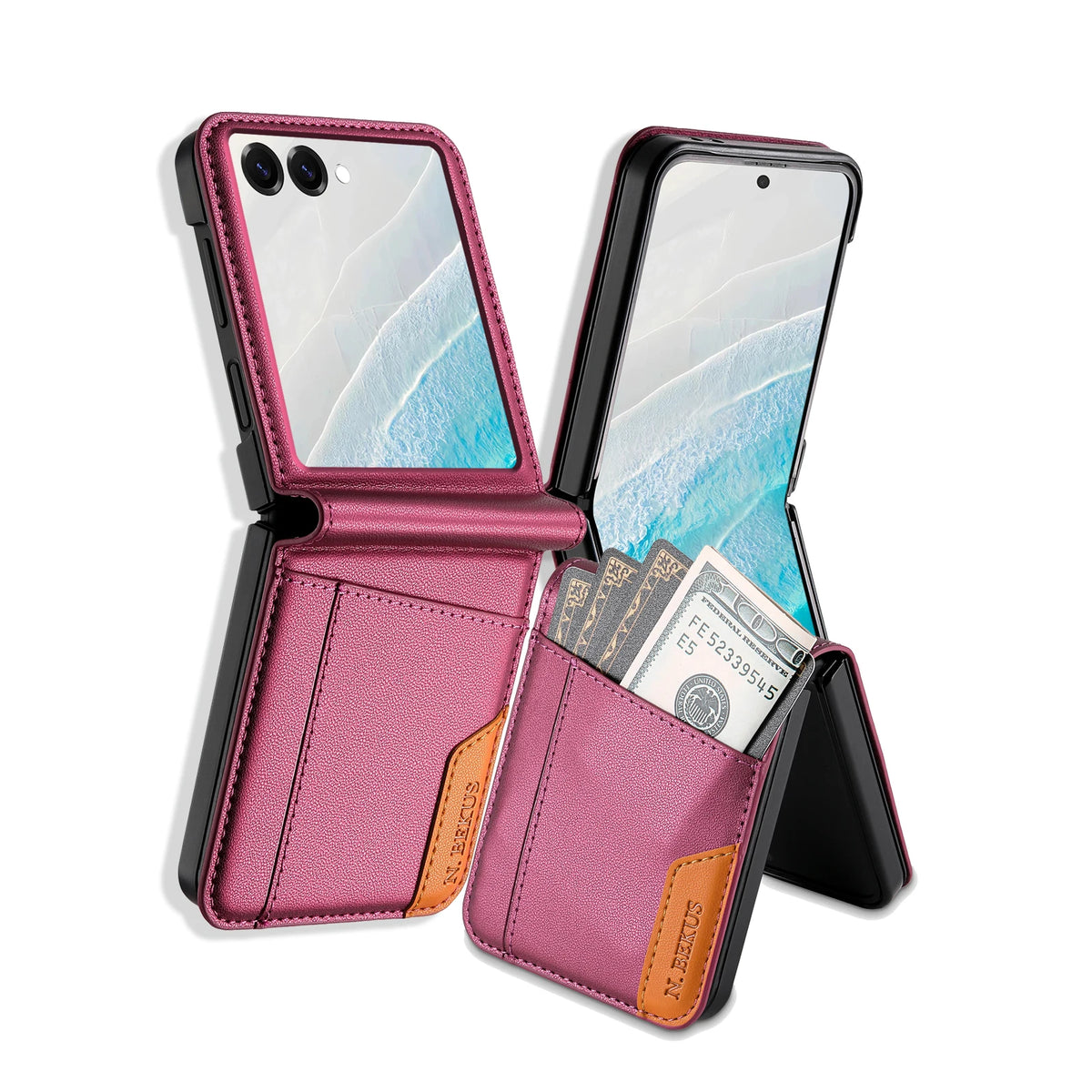 Flip Leather Phone Case For Samsung Galaxy Z Flip 8 7 FE 6 5 4 3 5G Flip7 Flip8 Wallet Card Holder Phone Bag Book Cover Etui
