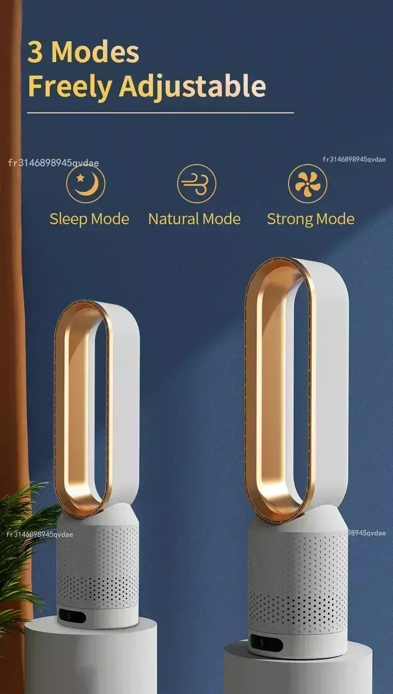 2026 Space Saving Bladeless Tower Fan Energy Saving Air Purifier Circulator Ultra Quiet Fan for Home Dorm Office