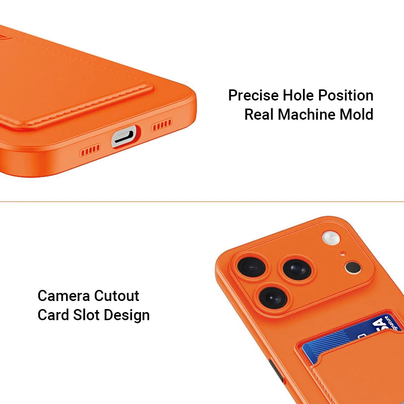 Classic Frosted Solid Colours Card Case For iPhone 17 Pro Max 16 15 14 13 12 11 Pro Max Mini Plus Silicone Drop-proof Soft Cover