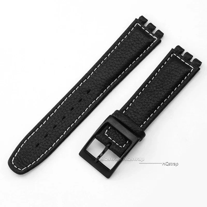 Watch Strap for Swatch 17mm Genuine Cowhide Leather Bracelet Men Women Waterproof Sport Replacement Watchband Belt Accessories