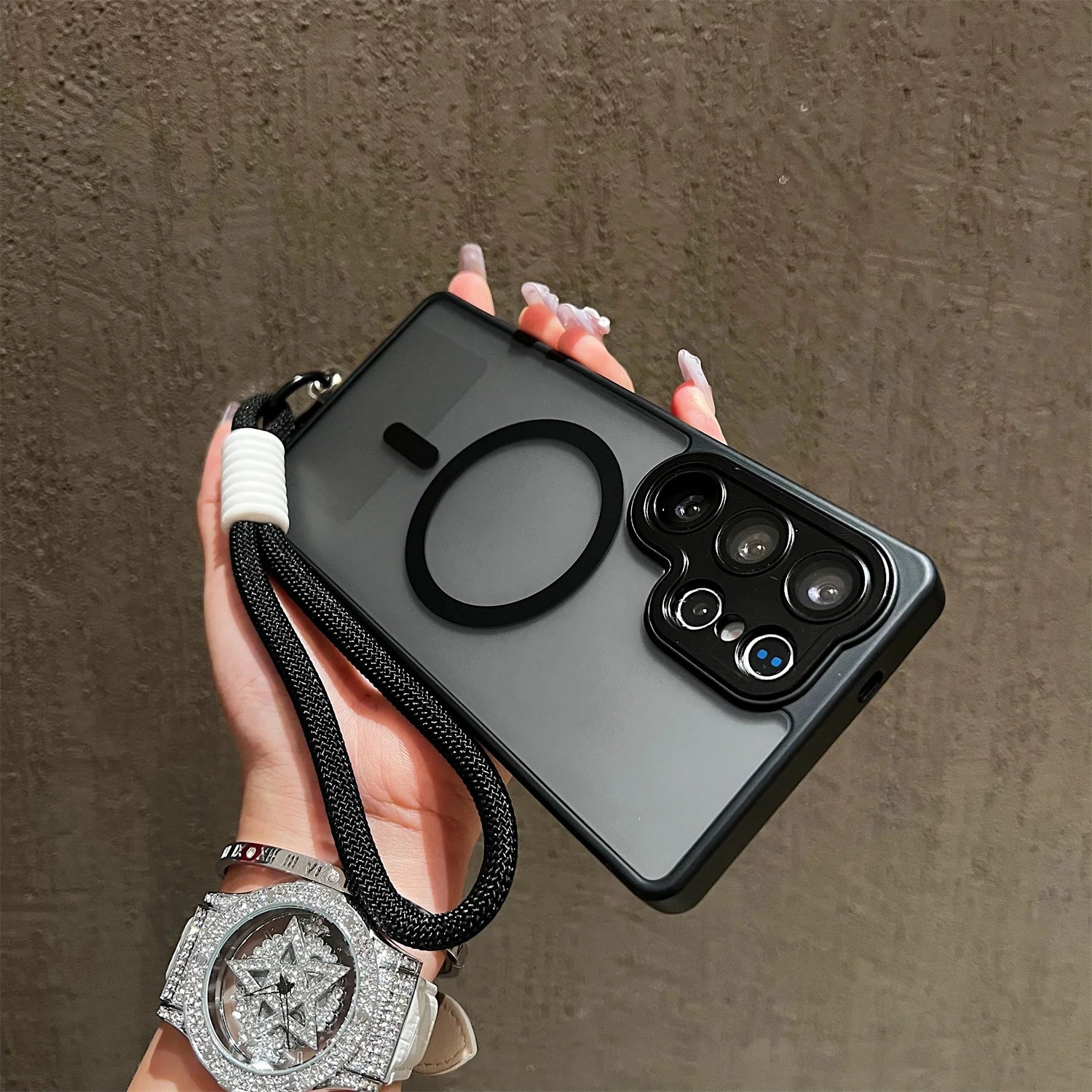 Matte Translucent With Lanyard Magnetic Case for Samsung Galaxy S26 S25 S24 S23 UItra Plus S24 25FE Magsafe Wireless Charge Cove