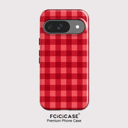 Fcicicase 2 in 1 PC+TPU Phone Case For Google Pixel 10 Pro 10A 9 10 Pro XL 7A 8A 9 8 Grid Pattern Shockproof Bumper Cover