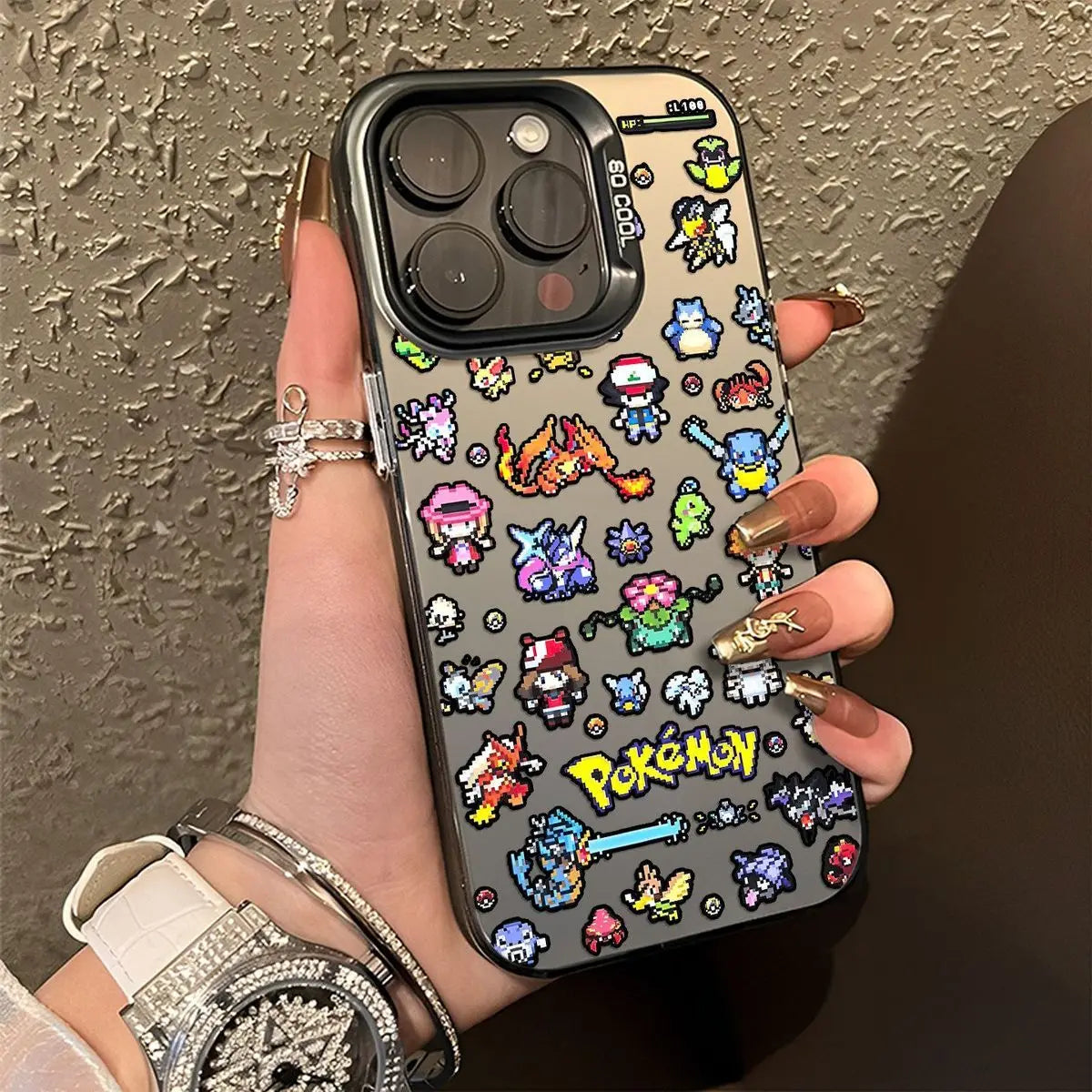 Cute Pixel Style P-Pokemon Pattern Phone Case For iPhone 17 16 15 14 13 12 11ProMax XR XS MAX 78PLUS MINI Y2K Luxury Matte Cover
