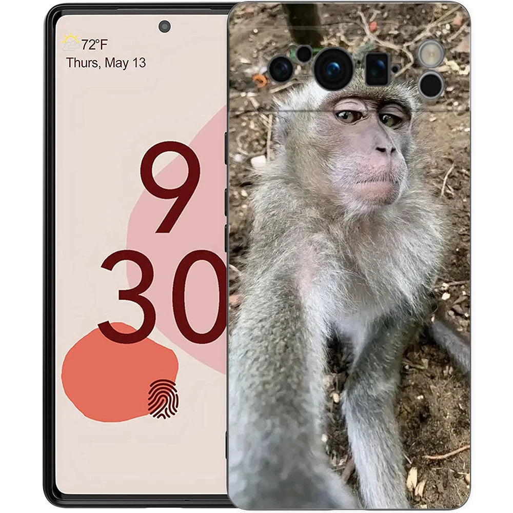 Luxury Phone Case For Google Pixel 10 9 8 9A 8A 7 7A 6 Pro XL 6A 5G Black Soft Back TPU Cover Cute Funny Monkey