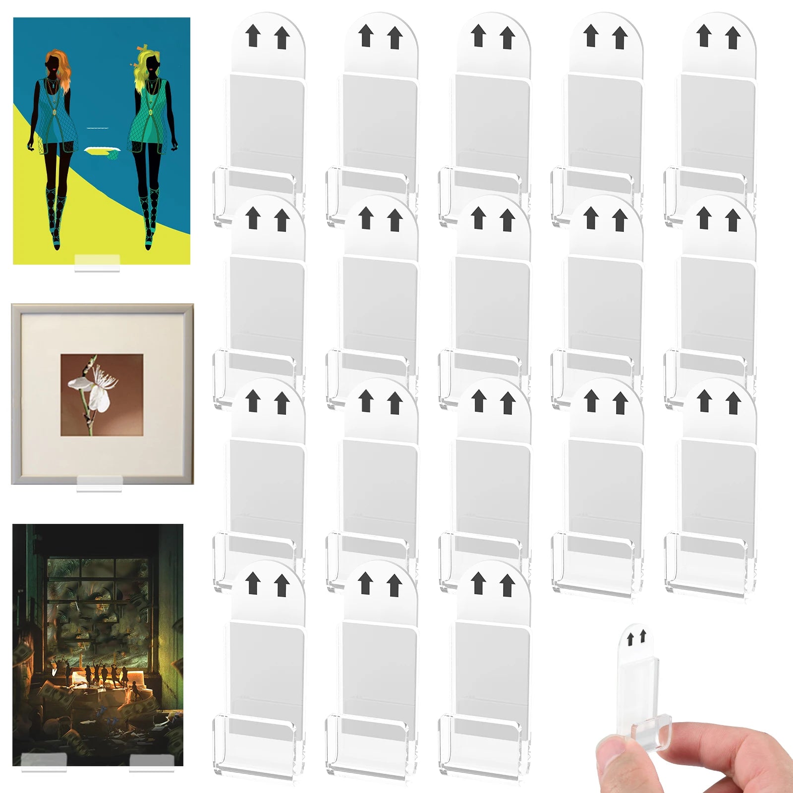 18Pcs Records Holder Acrylic Wall Mount Self Adhesive Album Disc Show Rack Clear Vinyl Display No Drill Storage Floating Shelf
