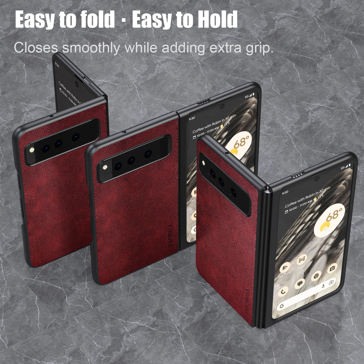 PU Leather Case for Google Pixel Fold 5G Simply Business Style Hard PC with PU 2in1 Material