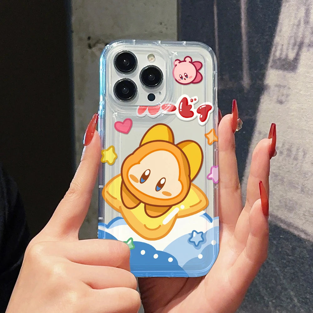 Anime Pink K-Kirbys Cat Phone Case for Samsung Galaxy S25 S24 S23 S22 S21 S20 S10 Note20 Note10 FE Ultra Plus 4G 5G Clear Cover