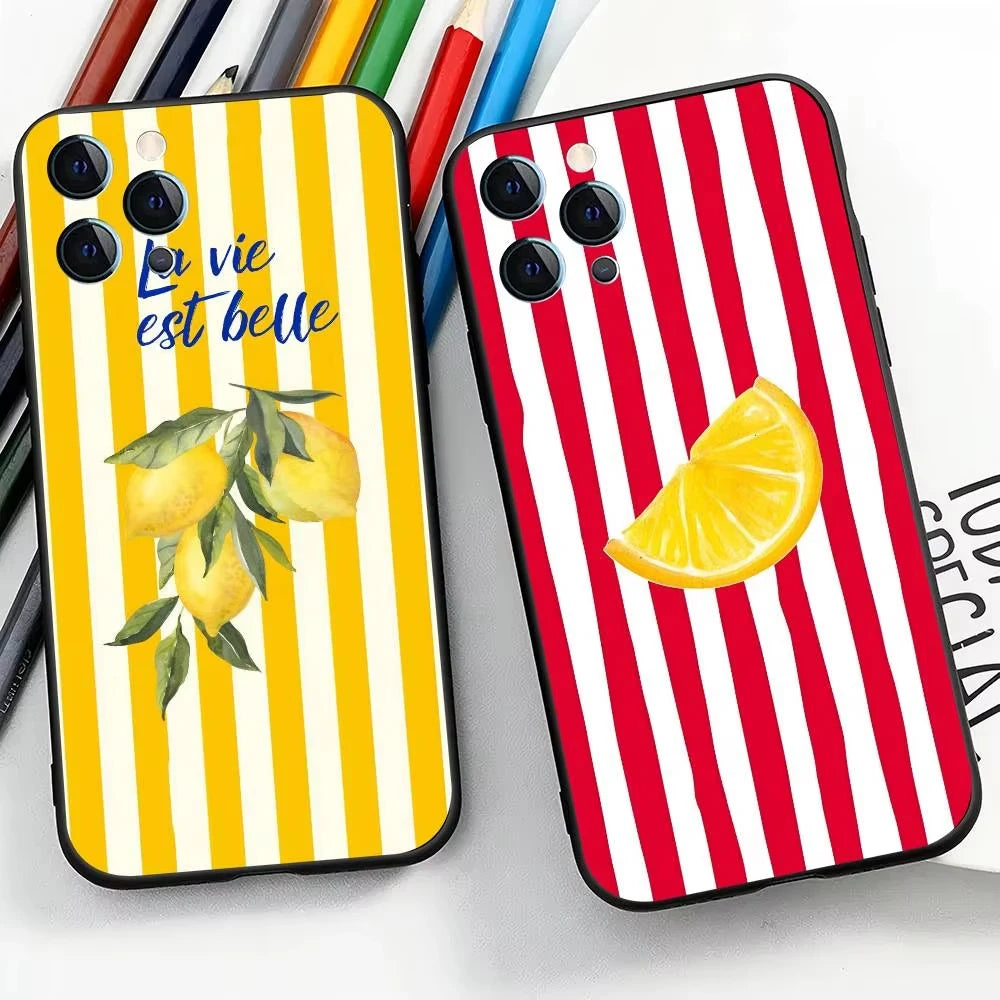 Summer Fruit Lemon Phone Case For Samsung Galaxy S26 ULTRA S25 S24 S23 S22 S21 S20 Ultra Plus FE Note 20 10 Plus Silicone Cover