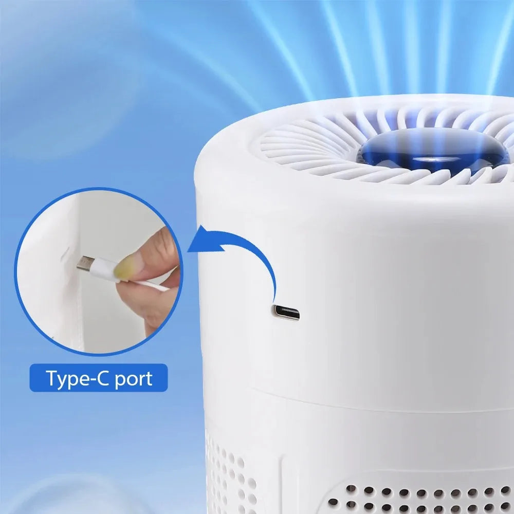 Mini Desktop Air Purifier Portable Air Cleaner HEPA Filter Freshener Odor Remover Compact Air Quality Improvement Devic