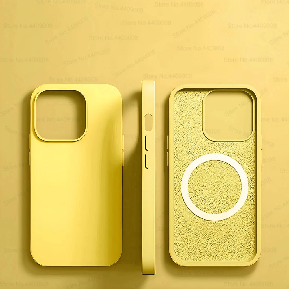 For Magsafe Liquid Silicone Case For iPhone 15 14 13 12 11 Pro Max Plus Wireless Charging Soft Back Cover Shockproof Accessories
