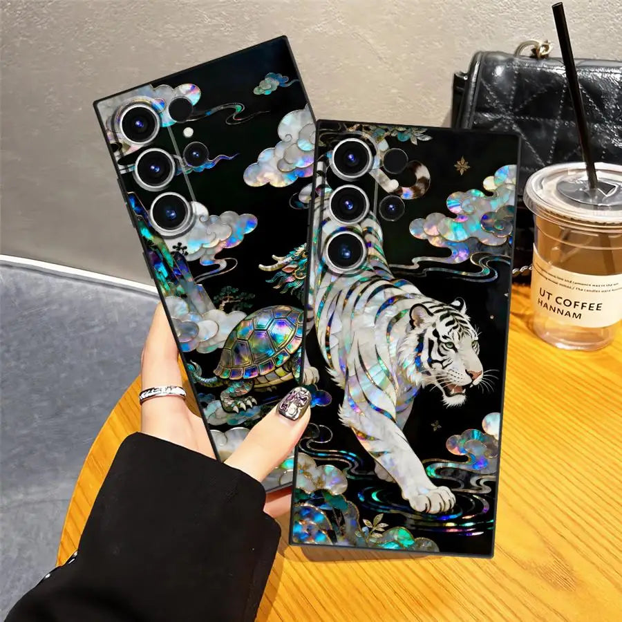 Case for Samsung Galaxy S26 Ultra S23 S10 S9 S24 S20 Ultra Note 20 8 9 10 S21 FE S25 Plus Funda Phone Cover White Tiger