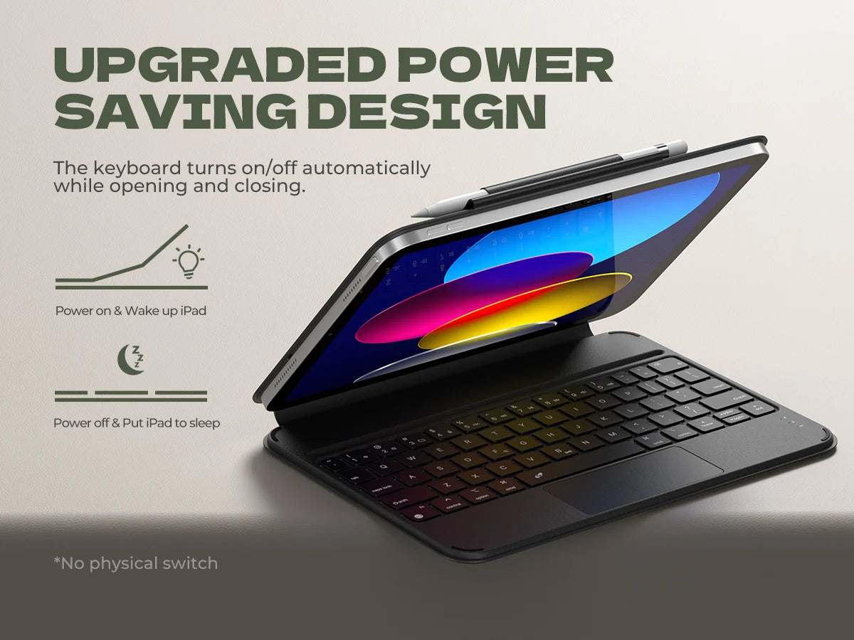 For iPad 11th (A16)/10th Generation Case with Keyboard Ultra-Thin Magnetic Detachable Keyboard Cover MultiTouch Trackpad Backlit