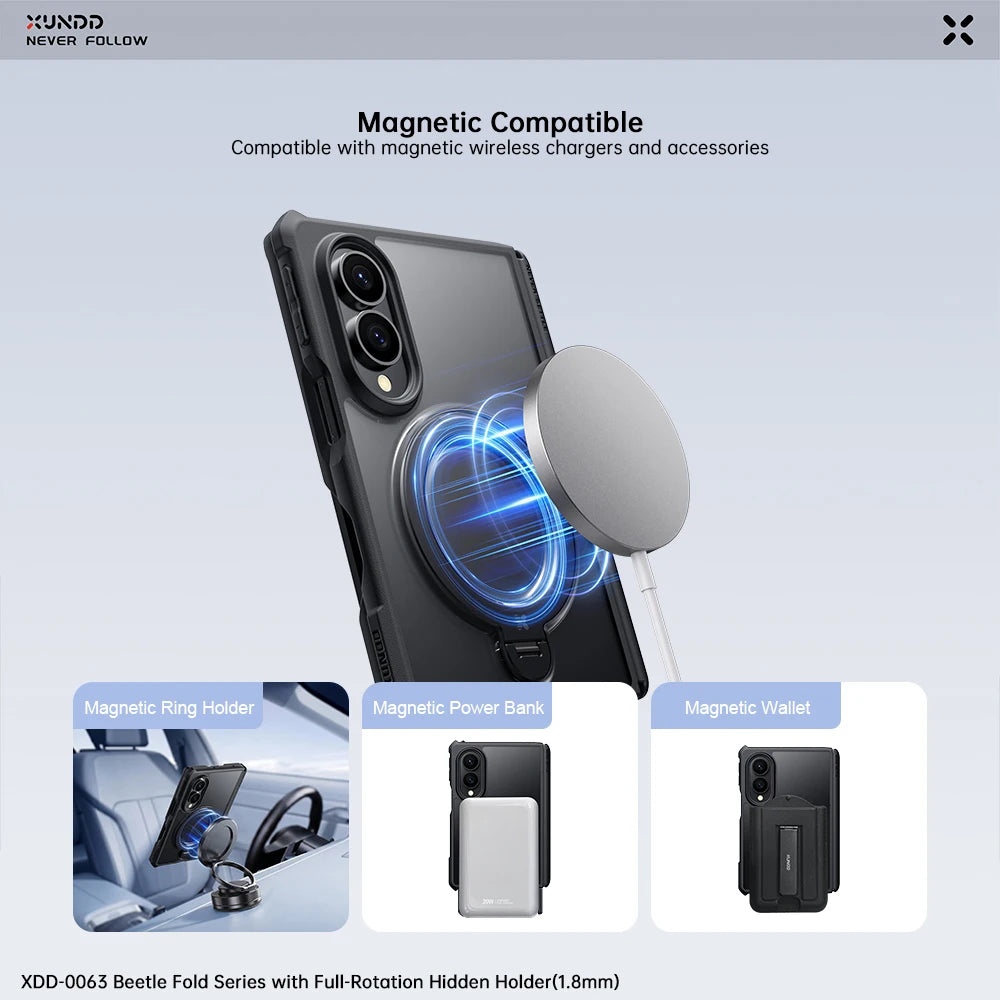 XUNDD For Samsung Galaxy Z Fold 8 Case Magnetic Kickstand Hinge Protection Clear Shockproof Cover Anti Drop Protective Shell