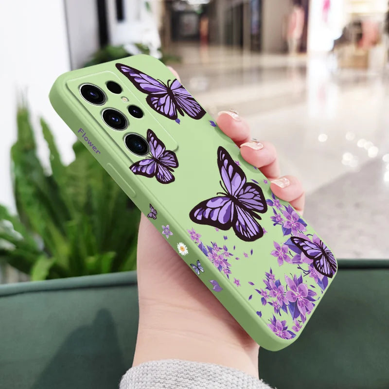 Dreamy Butterfly Phone Case For Samsung Galaxy S25 S24 S23 S22 S21 S20 Ultra FE S10 S10E Plus Note 20 Ultra Silicone Cover
