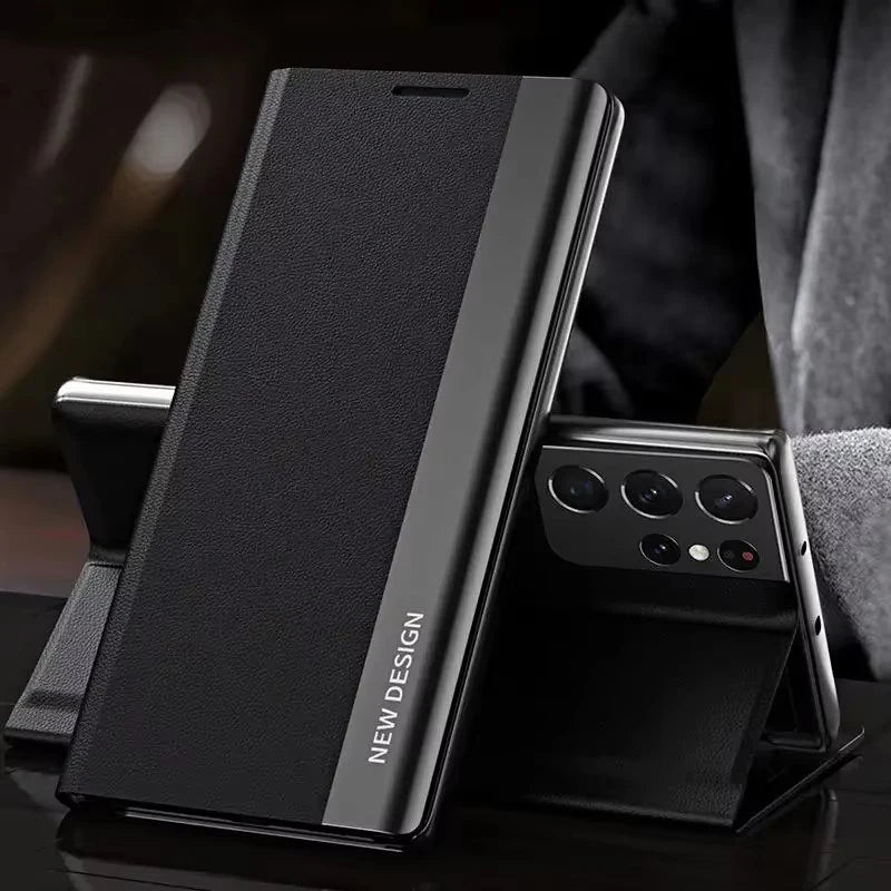 Luxury Leather Flip Case For Samsung Galaxy S26 S25 S24 S23 S22 S21 S20 Ultra Plus Edge S23 S21 S24 FE Note 20 Ultra Stand Cover