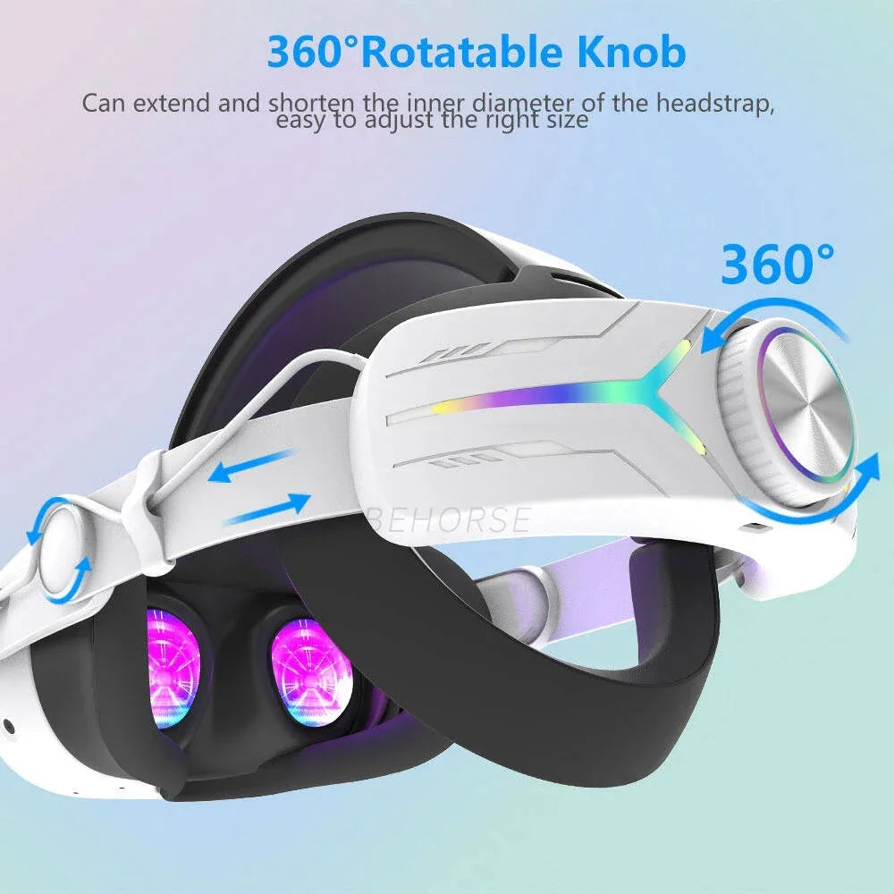 RGB Head Strap 12000mAh Battery Head Strap Compatible for Meta Quest 3/3s, Head Strap Battery VR Accessory for Meta Quest 3