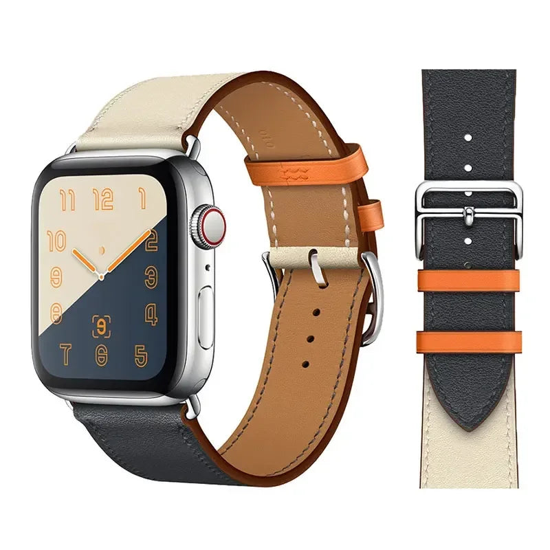 Genuine Leather Bracelet Strap For Apple Watch Band 45mm 49mm 41mm 44mm 42mm 46mm Leather Wristband iWatch Ultra 11 10 9 8 7 6 5