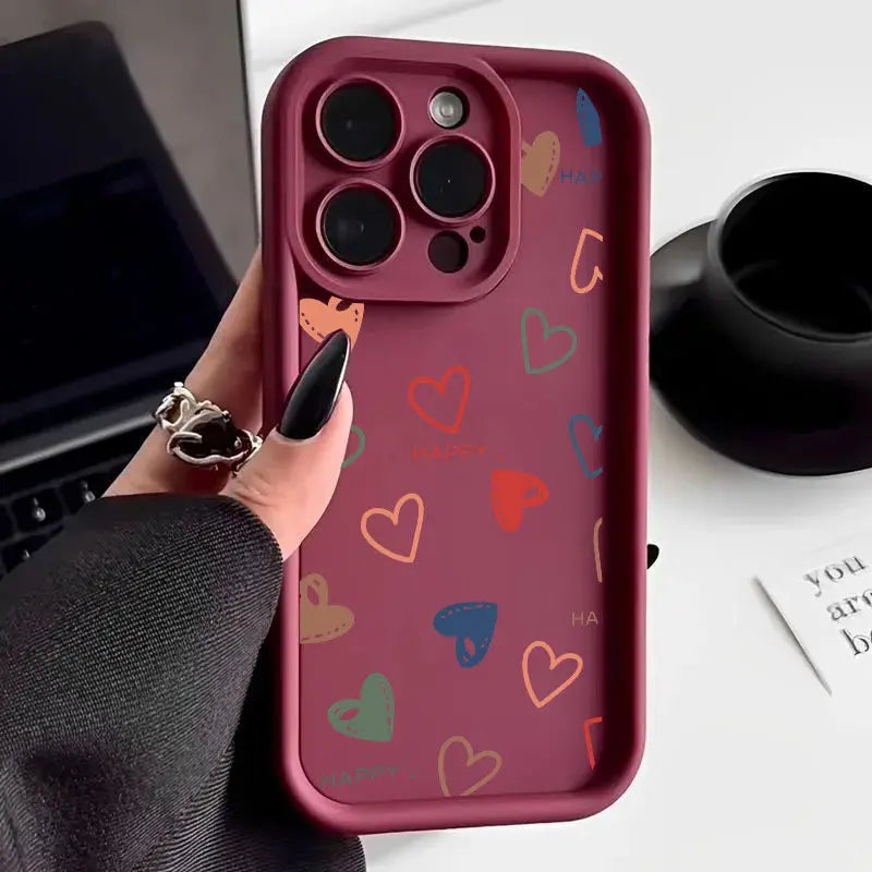 Colorful Love Heart Silicone Phone Case For Samsung Galaxy M34 M31 M51 M30S M23 M20 M11 M15 J4 J6 Plus J8 A10 A01 A02 S20 Ultra