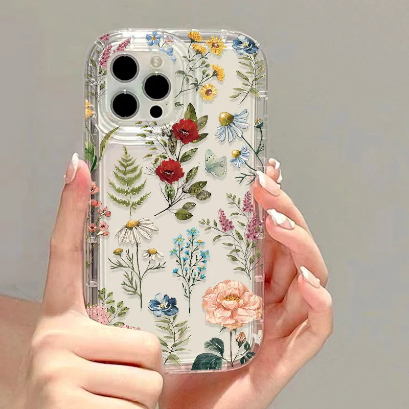Flower Phone Case For iPhone 17 Case For iPhone 11 13 14 12 15 16 Pro 17 Pro Max 17 Air 16E 8 7 Plus XR SE 3 2 Soft Clear Cover