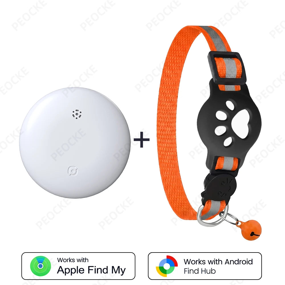 Dual System Pet Smart Tracker Tag With Cat Collar Android/iOS Anti-Lost GPS Tracker Works With Apple Find My /Google Find Hub