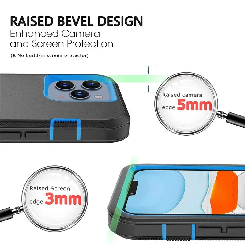 Rugged Armor OTT Defender Phone Case For IPhone 17Air 16E 15 14Plus 13 12 Pro Max Shockproof Protection Cover With Belt Clip Box
