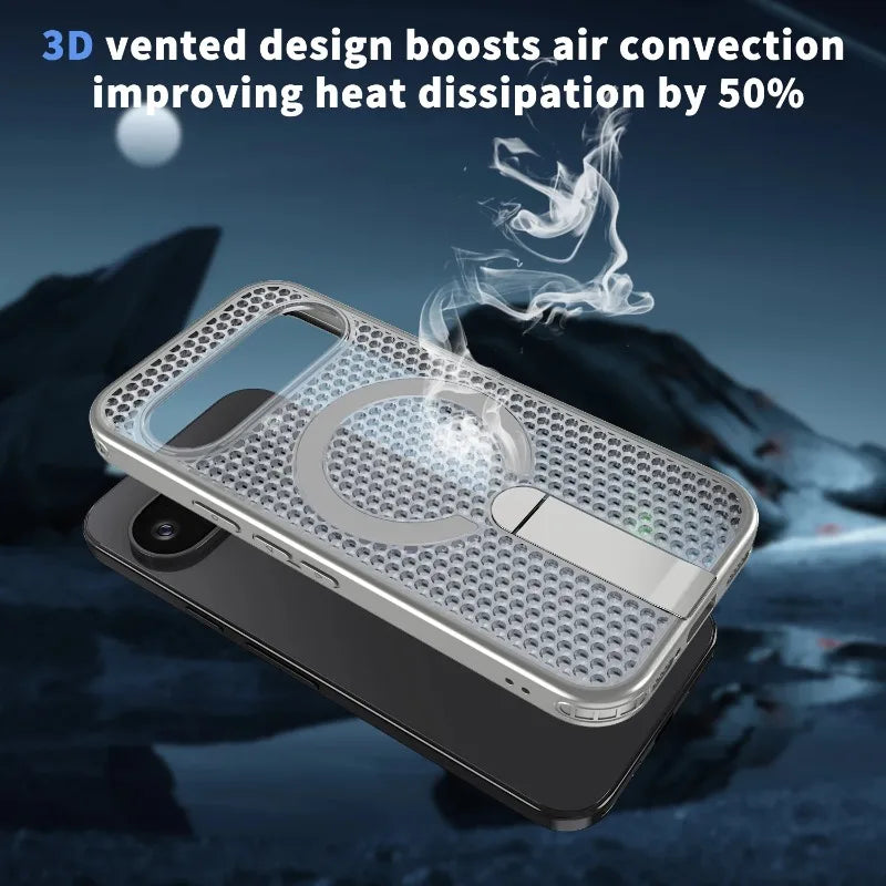 For Google Pixel 10 9 Pro XL 10A 9A Transparent particle heat dissipation PC board bracket magnetic phone case protective cover