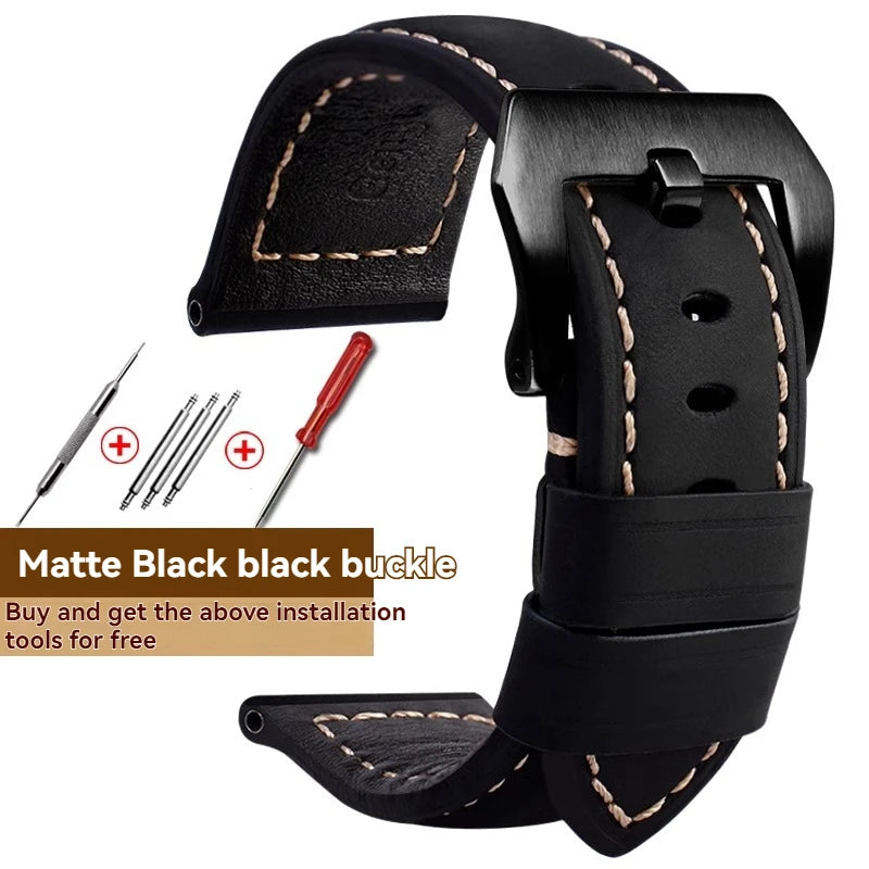 For Panerai Fossil SEIKO TISSOT Watchband Genuine Leather Bracelet male Frosted cowhide Strap Watch band 22 24mm 26m Accessories