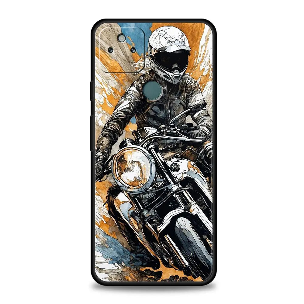 Phone Case Cover for Google Pixel 10 9 8 7 6 9A 8A 7A 6A Pro Shockproof Soft TPU 10 9 Pro XL Shell Capas Motorcycle Rider Fundas