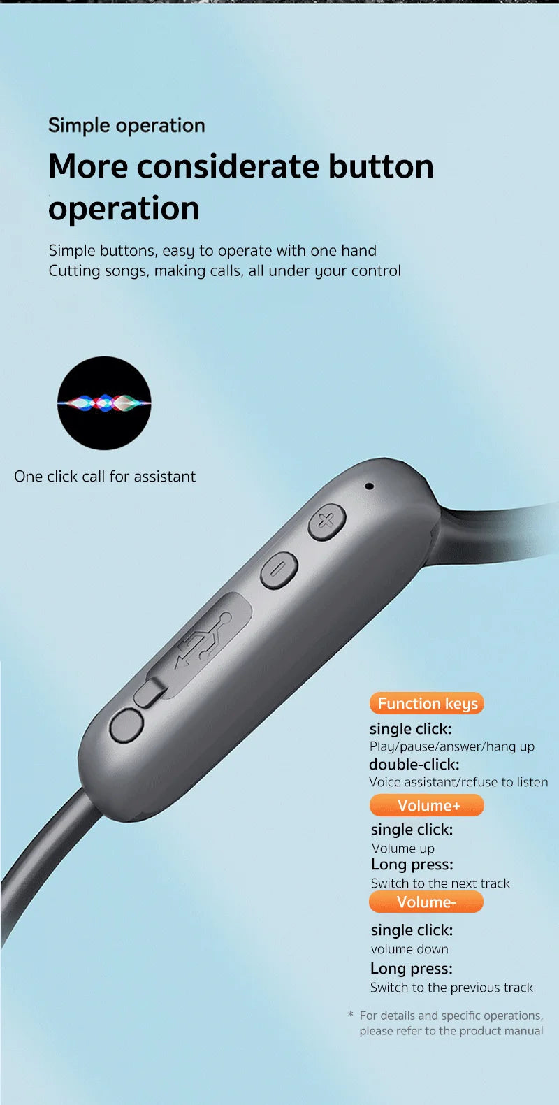ERAZER XF22 Sports Bluetooth Earphone Wireless Bone Conduction Headphones With Mic Neckband Earbuds Longlife Low Latency