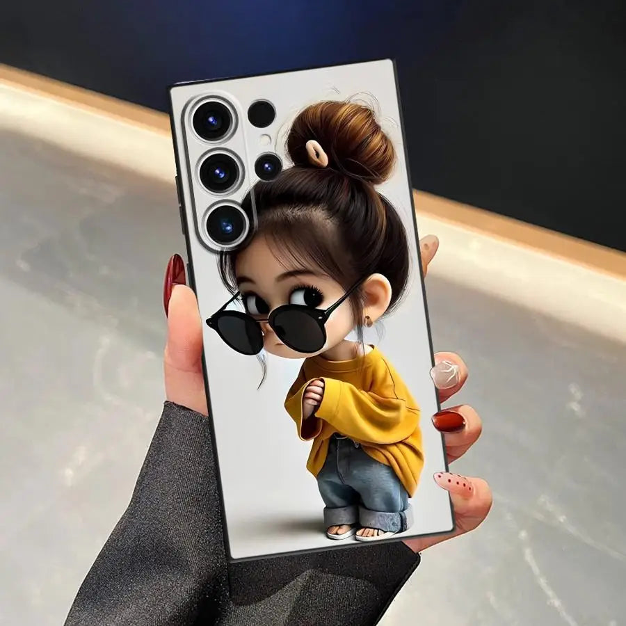 Cartoon Girl Pattern Case for Samsung Galaxy S26 S10 S9 S20 Note 20 Ultra 8 9 10 S21 FE S23 S24 Plus S25 Ultra Funda Phone Cover