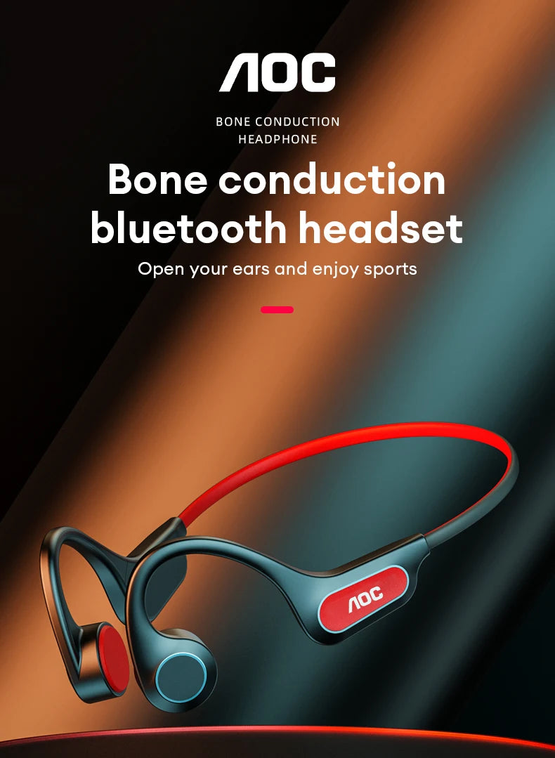AOC ACN4521 Bone Conduction Wireless Headphone Ear Hook Cycling Sports OWS Earphones Waterproof Low Latency Bluetooth Headset
