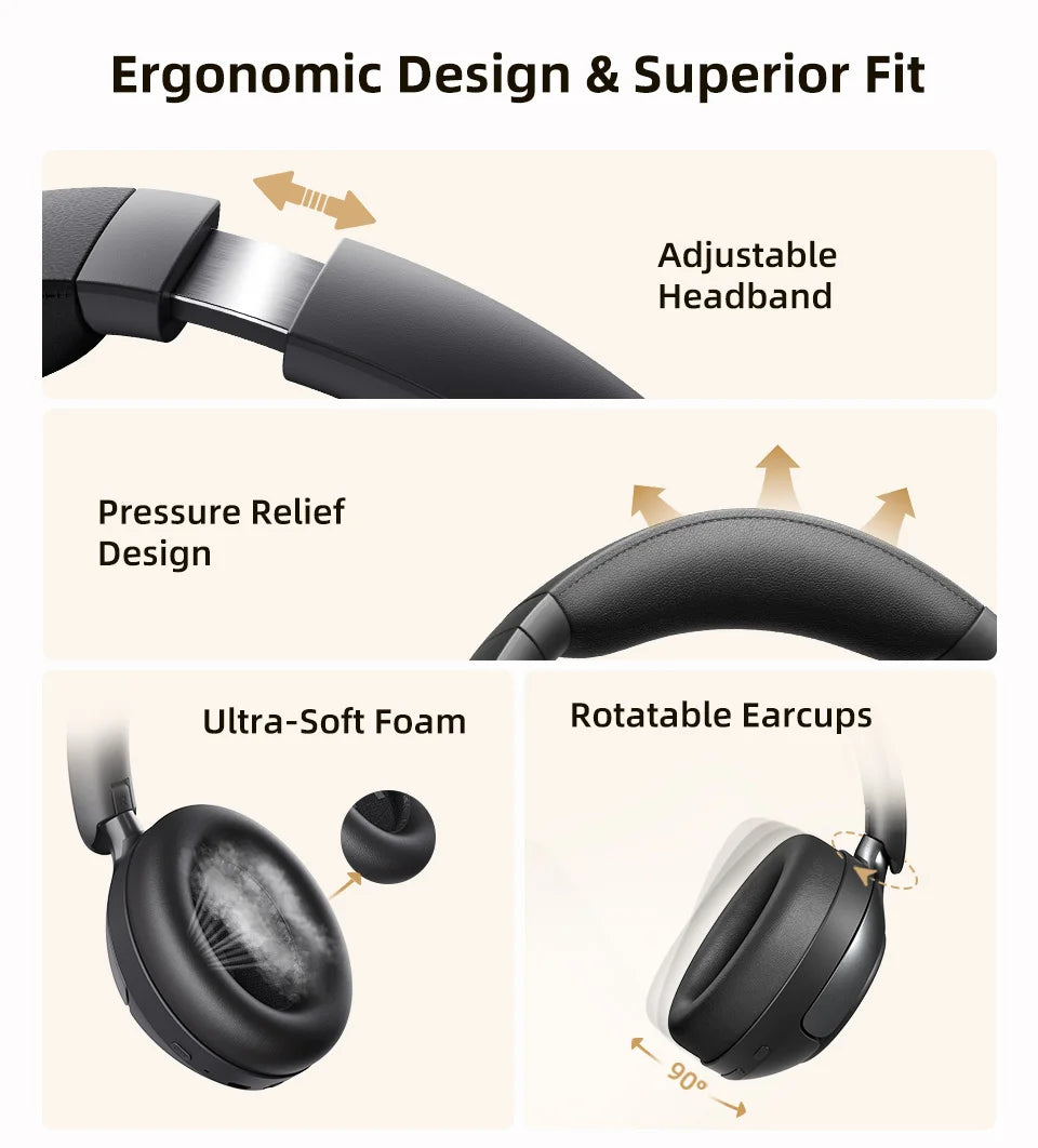 QCY H3 PRO Adaptive ANC Wireless Headphones Over Ear Headset 50dB with LDAC Hi-Res Wireless Audio Bluetooth 5.4 Dual Connection