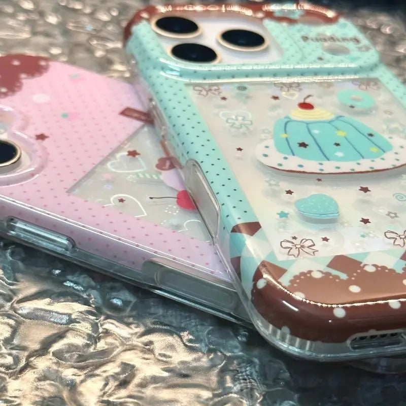 Cute Dessert Chocolate Strawberry Cake Phone Case For iPhone 16 15 14 Plus 13 Mini 17 12 11 Pro Max AIR XS XR MAX Y2K Cover