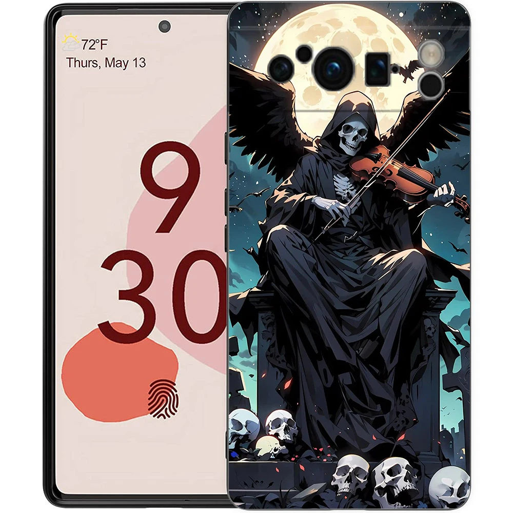 Grim Reaper Skull Phone Case For Google Pixel 10A 10 9 8 7 6 Pro XL 9A 8A 6A 7A 5G Soft Shockproof TPU Black Cover