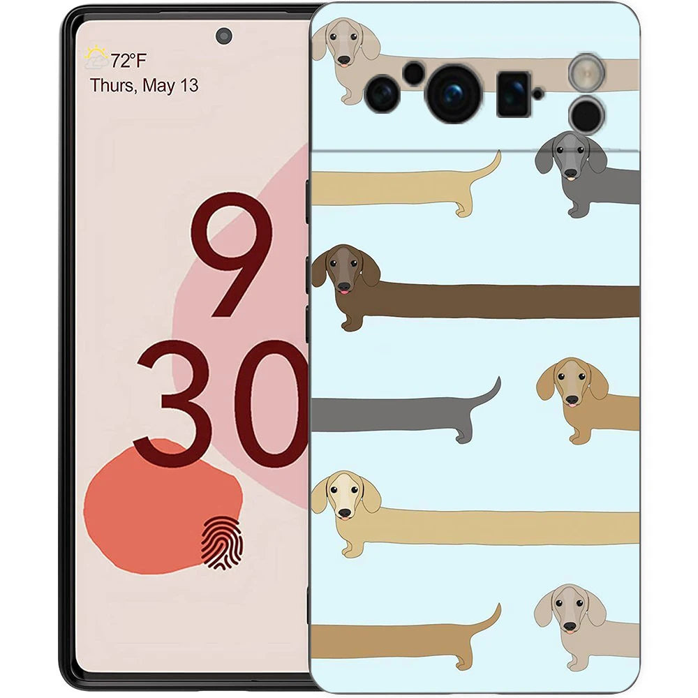 Cute Dachshund Bulldog Phone Case For Google Pixel 10A 10 9 8 7 6 Pro XL 9A 8A 6A 7A 5G Soft Shockproof TPU Black Cover