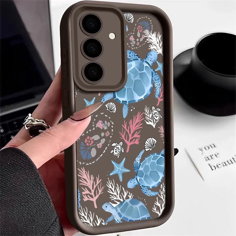 Sea Turtle Pattern TPU Case For Samsung Galaxy S26 S25 S23 Ultra S24 FE A57 A17 A56 A36 A26 A55 A16 A15 A35 A25 5G Phone Cover