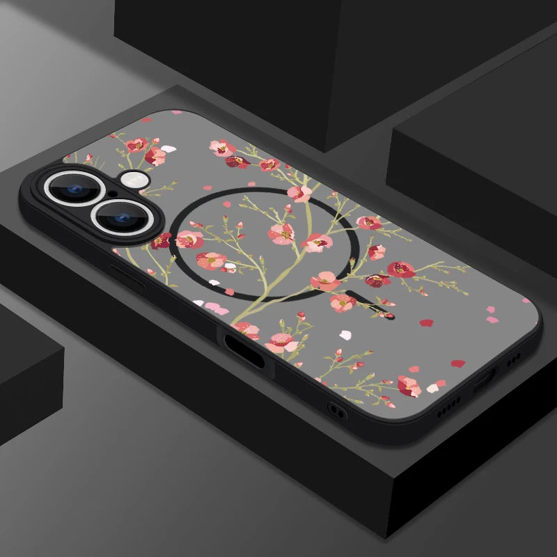 Translucent Matte Phone Case For iPhone 17 17e 16e 16 15 Pro 14 13 Pro Max For Magsafe Colorful Small Flowers Print Back Cover