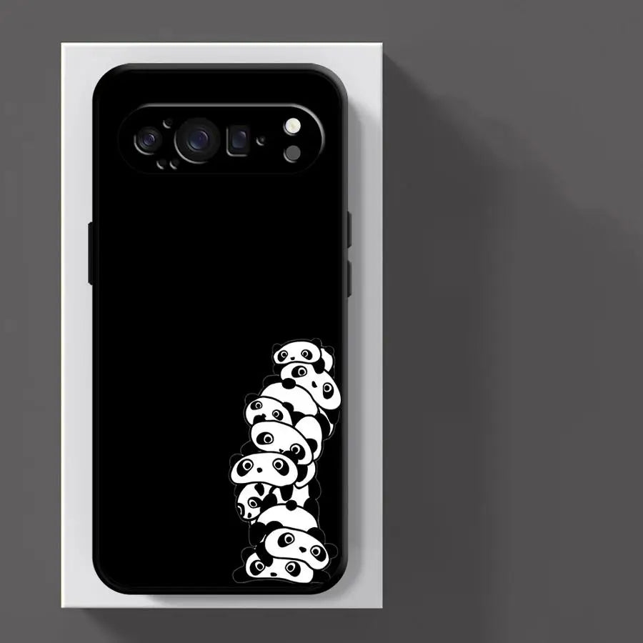 Funda Phone Cover Case for Google Pixel 10A 6a 7a 6 7 8 Pro 8a 9a 10 9 Pro XL Black White Panda