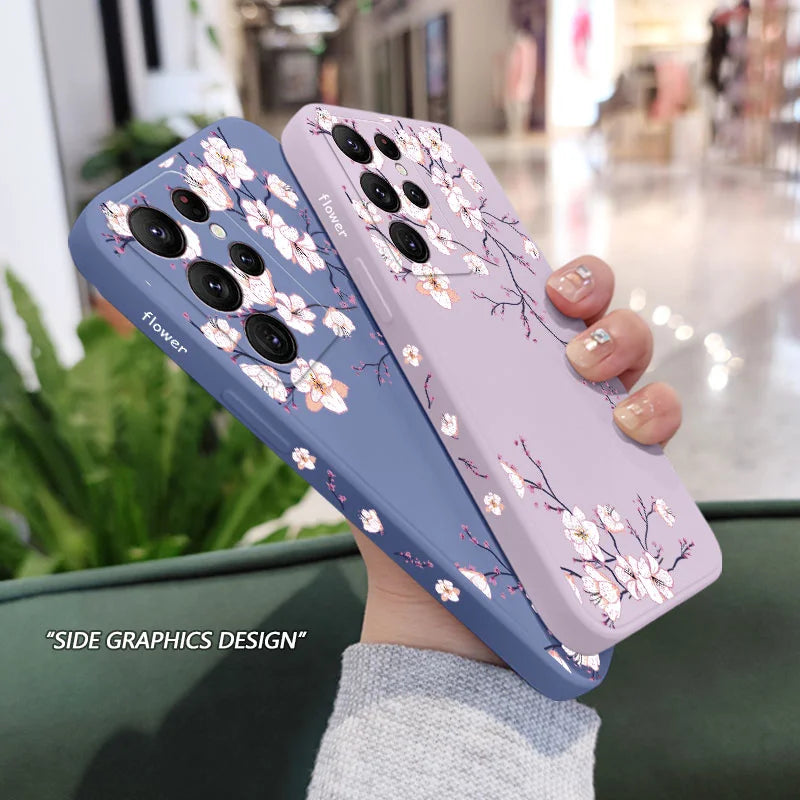 Plum Blossom Phone Case For Samsung Galaxy S25 FE S24 S23 S22 S21 S20 Ultra Plus FE S10 S9 S10E Note 20 ultra 10 9 Plus Cover