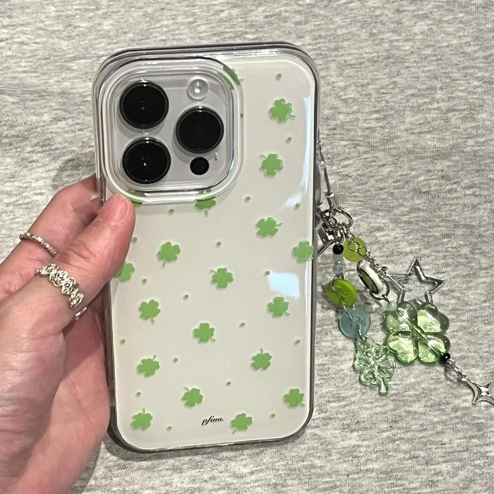 Summer Green Lucky Four-Leaf Clover Phone Case For Samsung Galaxy S25 S24 S23 S22 S21 S20 FE Note20 Edge Plus Ultra Lite 5GCover