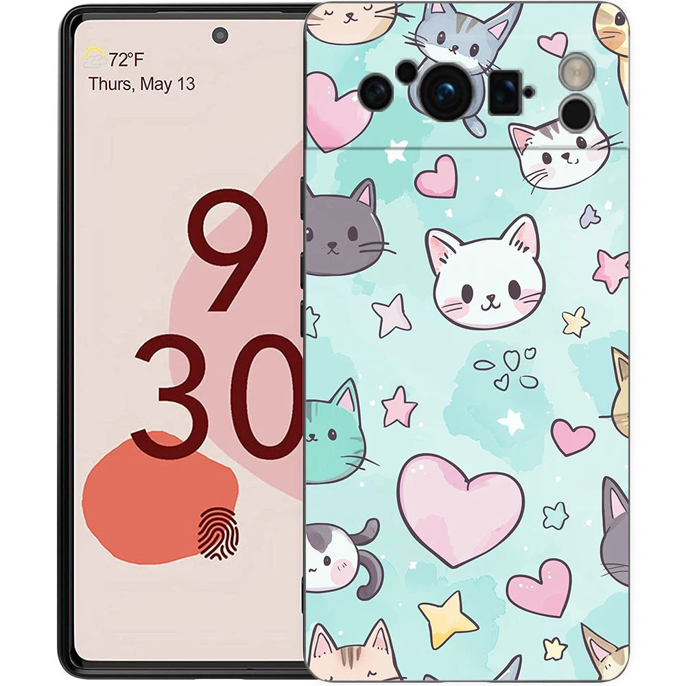 For Google Pixel 10 Pro Phone Case Pixel 9 Pro XL TPU Case Pixel 8 Pro 9A 8A 7A 7 6A 6 Pro Soft Cover Cute Cartoon Cat